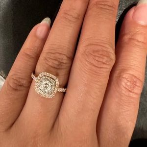 Zales 1 CT. T.W. Diamond Double Cushion Frame Bridal Ring in 14K Rose Gold